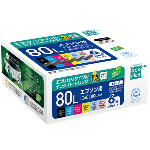 エコリカ プリンターインク ECI-E80L-6P 6色パック 標準容量【エコリカ互換品】の画像