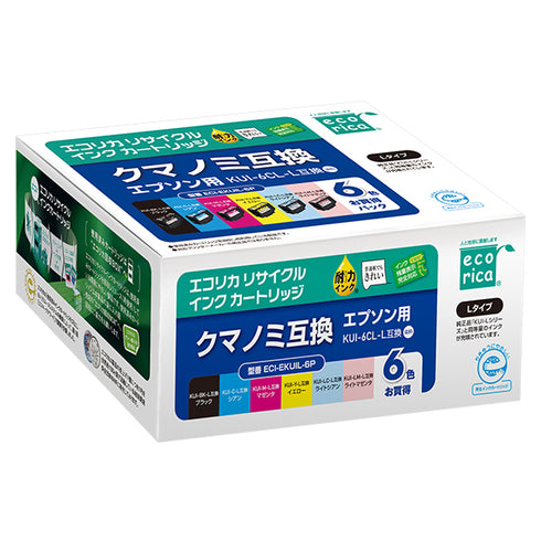 エコリカ プリンターインク ECIEKUIL6P 6色パック 大容量【エコリカ互換品】の画像