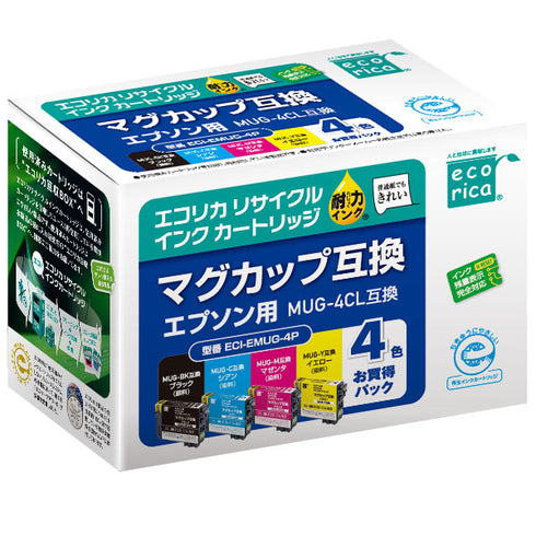 エコリカ プリンターインク ECI-EMUG-4P 4色パック 標準容量【エコリカ互換品】の画像