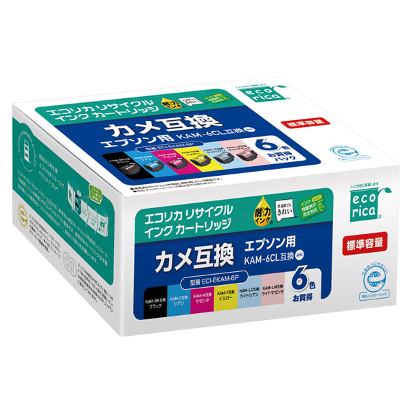 エコリカ プリンターインク ECIEKAM6P 6色パック 標準容量【エコリカ互換品】の画像