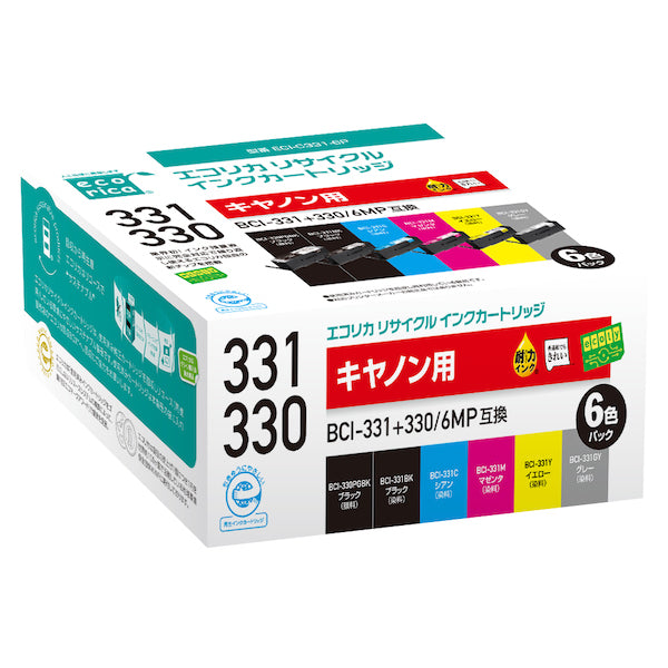 エコリカ プリンターインク ECI-C331-6P 6色パック 標準容量【エコリカ互換品】の画像