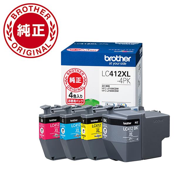 brother プリンターインク LC412XL-4PK 4色パック 大容量【ブラザー純正品】の画像