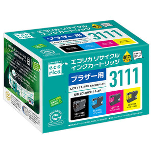 エコリカ プリンターインク ECI-BR3111-4P 4色パック 標準容量【エコリカ互換品】の画像