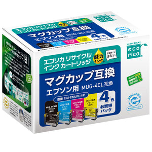 エコリカ プリンターインク ECI-EMUG-4P 4色パック 標準容量【エコリカ互換品】の画像