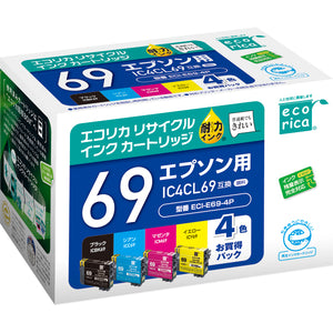 エコリカ プリンターインク ECI-E69-4P 4色パック 標準容量【エコリカ互換品】の画像