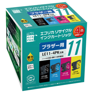 エコリカ プリンターインク ECIBR114PBOX 4色パック 標準容量【エコリカ互換品】の画像